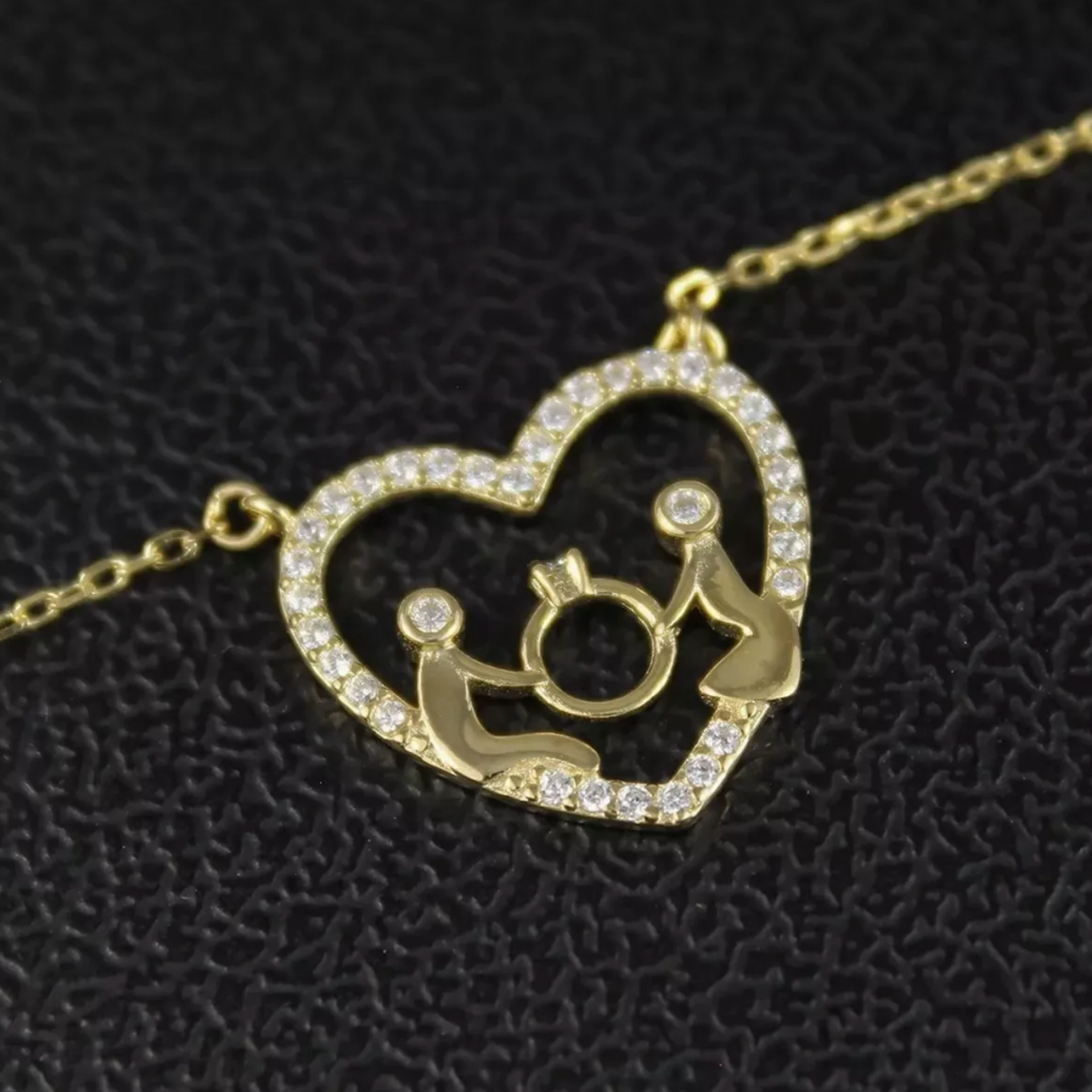 Collar Con Dije De Corazón Para Parejas De Plata 925 Con Finos Cristales