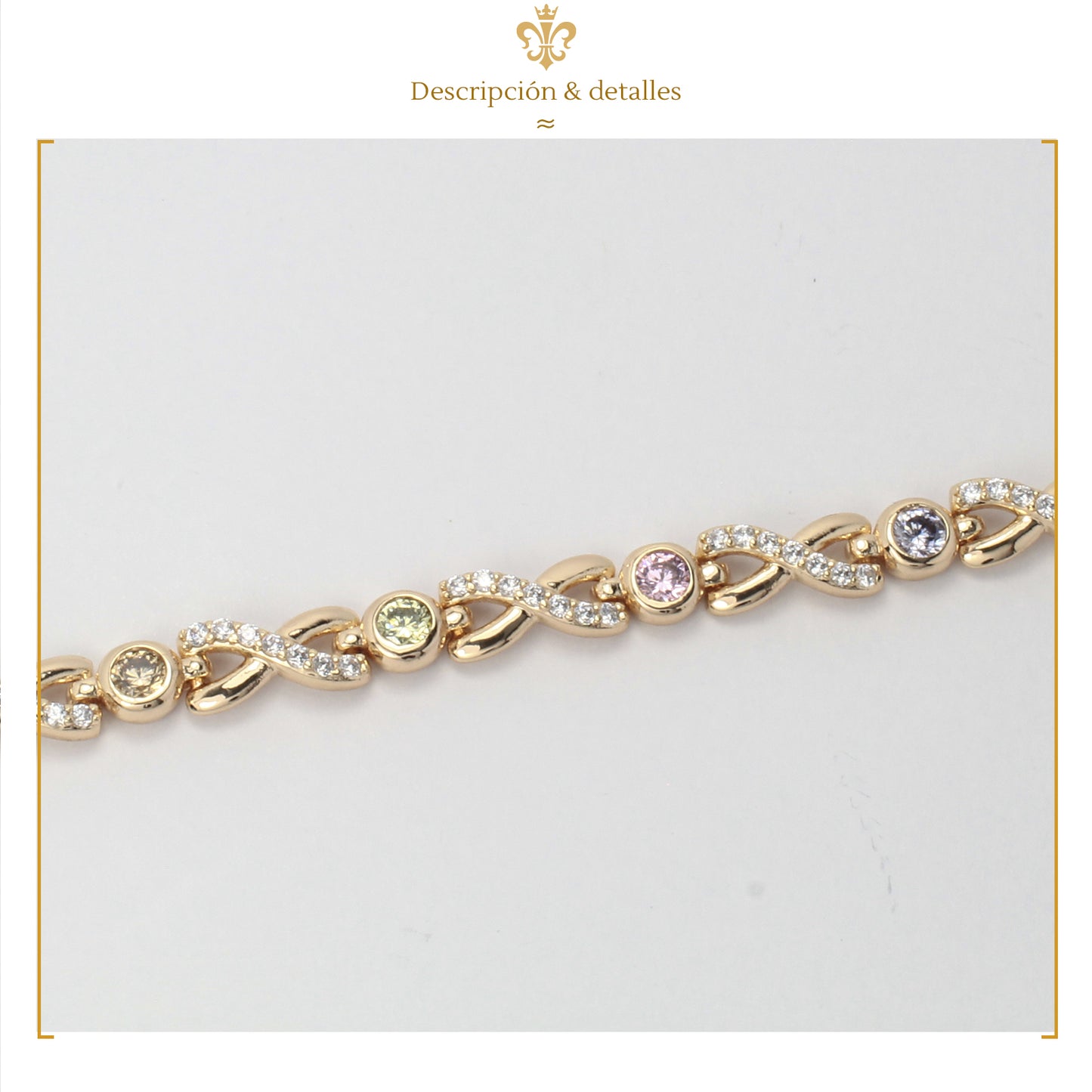 Pulsera Esclava Infinito Amor Swarovski Oro Laminado 18k