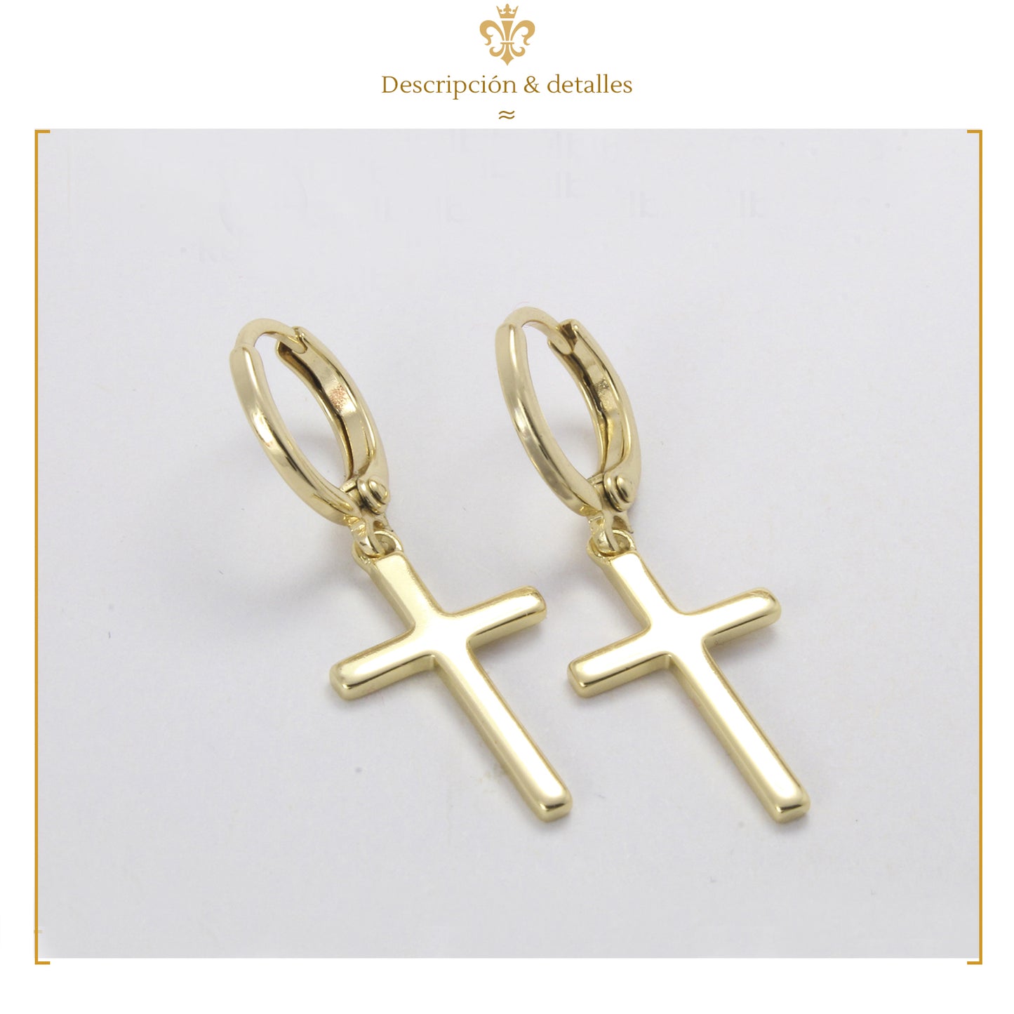 aretes pendientes colgantes de cruz lisos en oro laminado estilo unisex