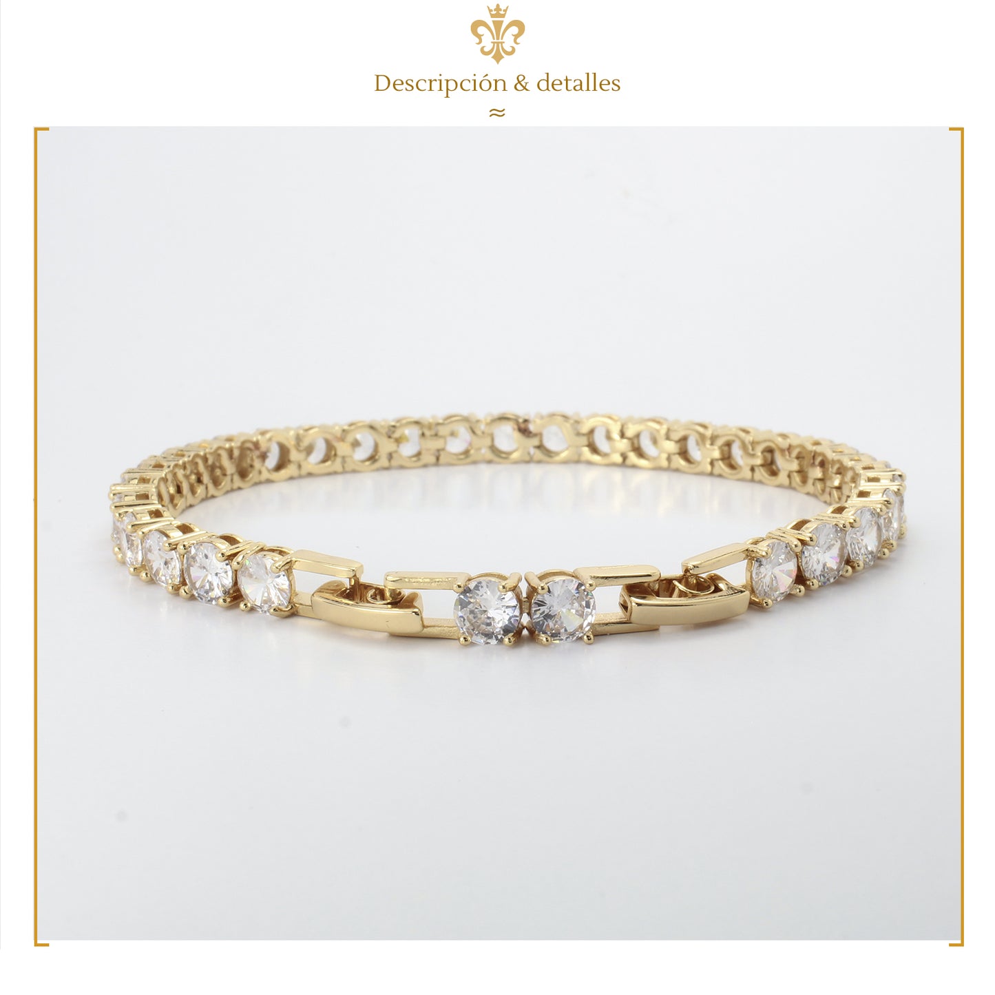 Pulsera Elegante De Diamantes En Colores Para Mujer En Oro Laminado