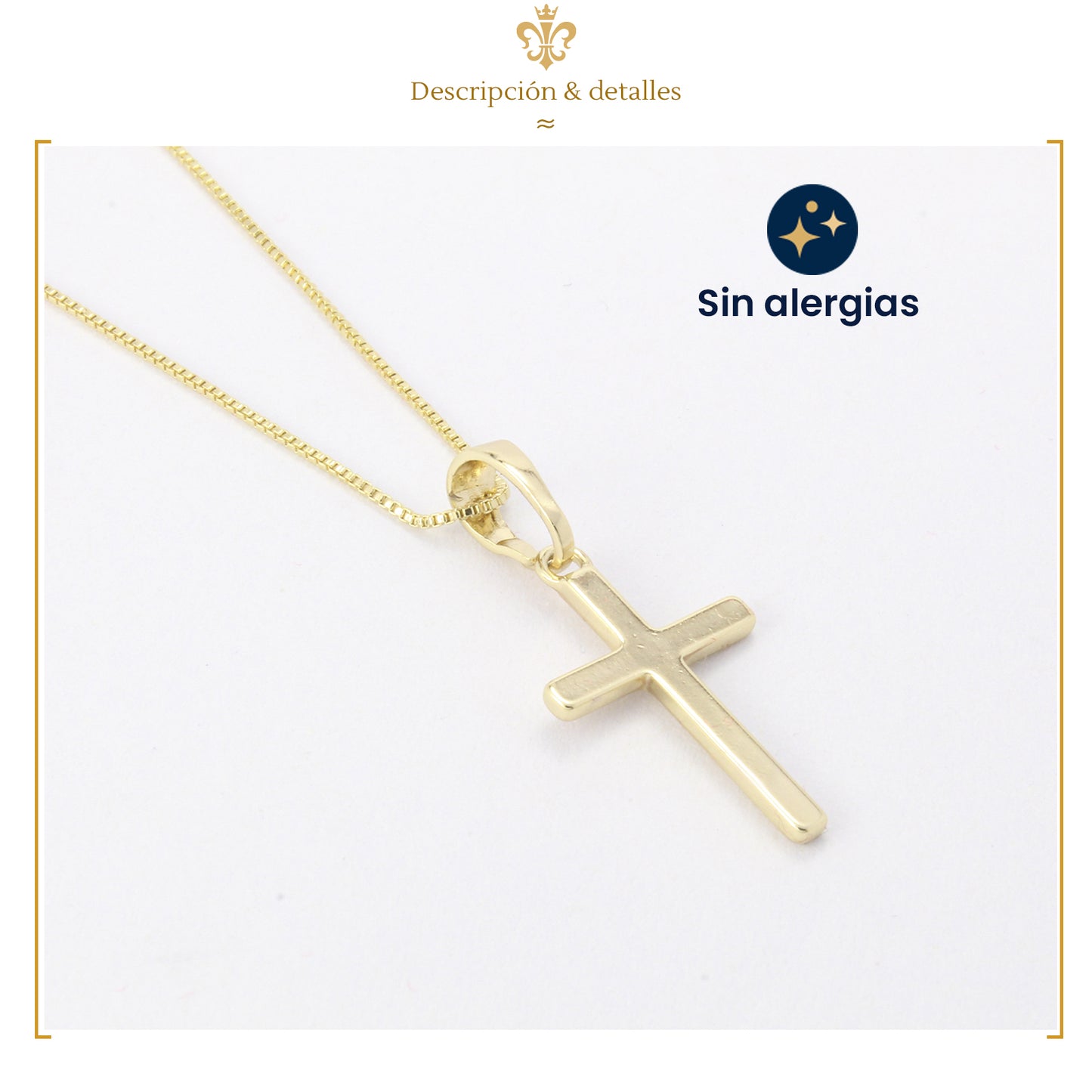 Cadenita Con Dije De Cruz Para Niño Niña De Oro Laminado 14k