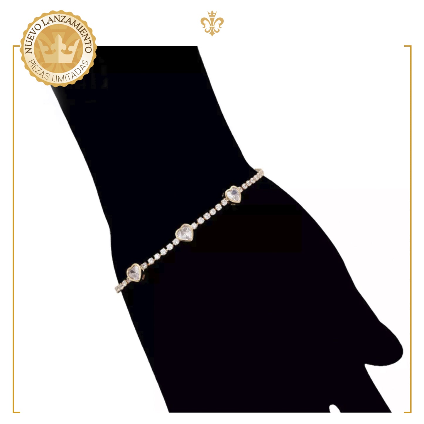 Set Collar Con Pulsera De Diamantes Corazón En Oro Lamin 14k