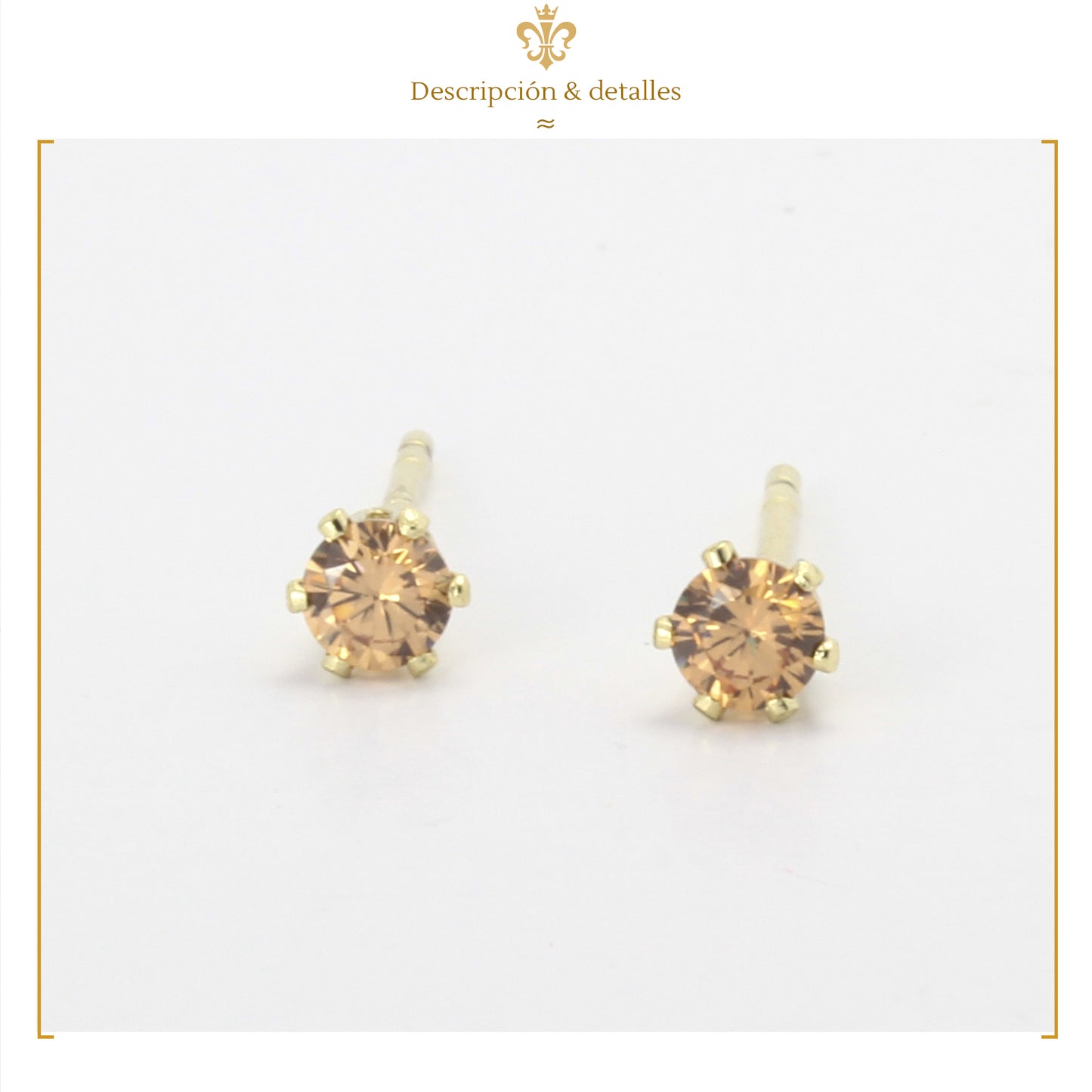 Aretes Broqueles Swarovski De Colores En Oro Laminado 14k Pequeños De 3mm