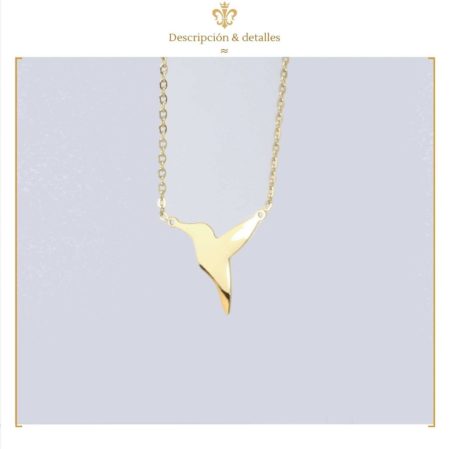 Collar Con Dije Pulido Liso De Colibri En Oro Laminado 14k Para Mujer