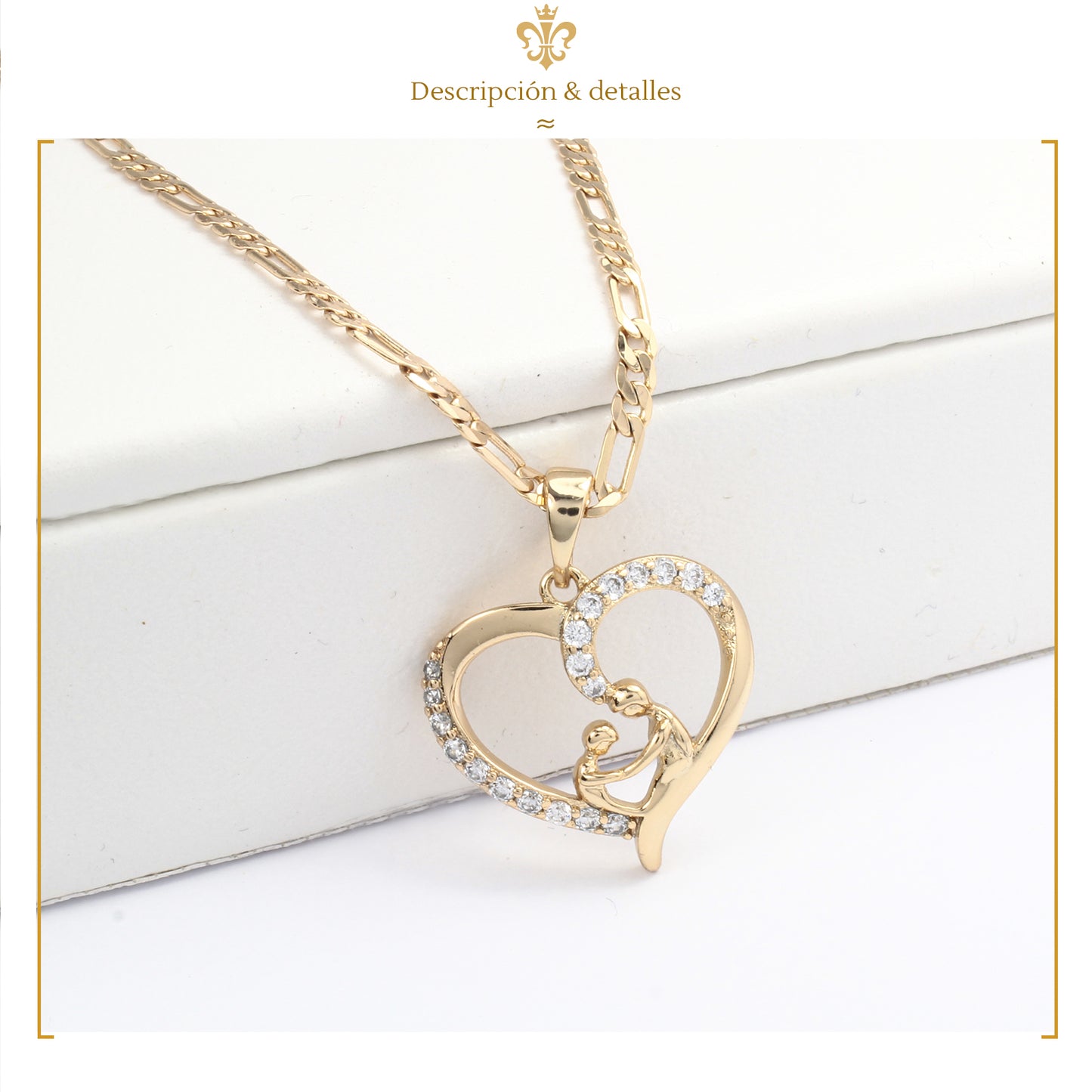 Collar Corazón Abrazo Hijo Amor Familia Dorado Oro Laminado