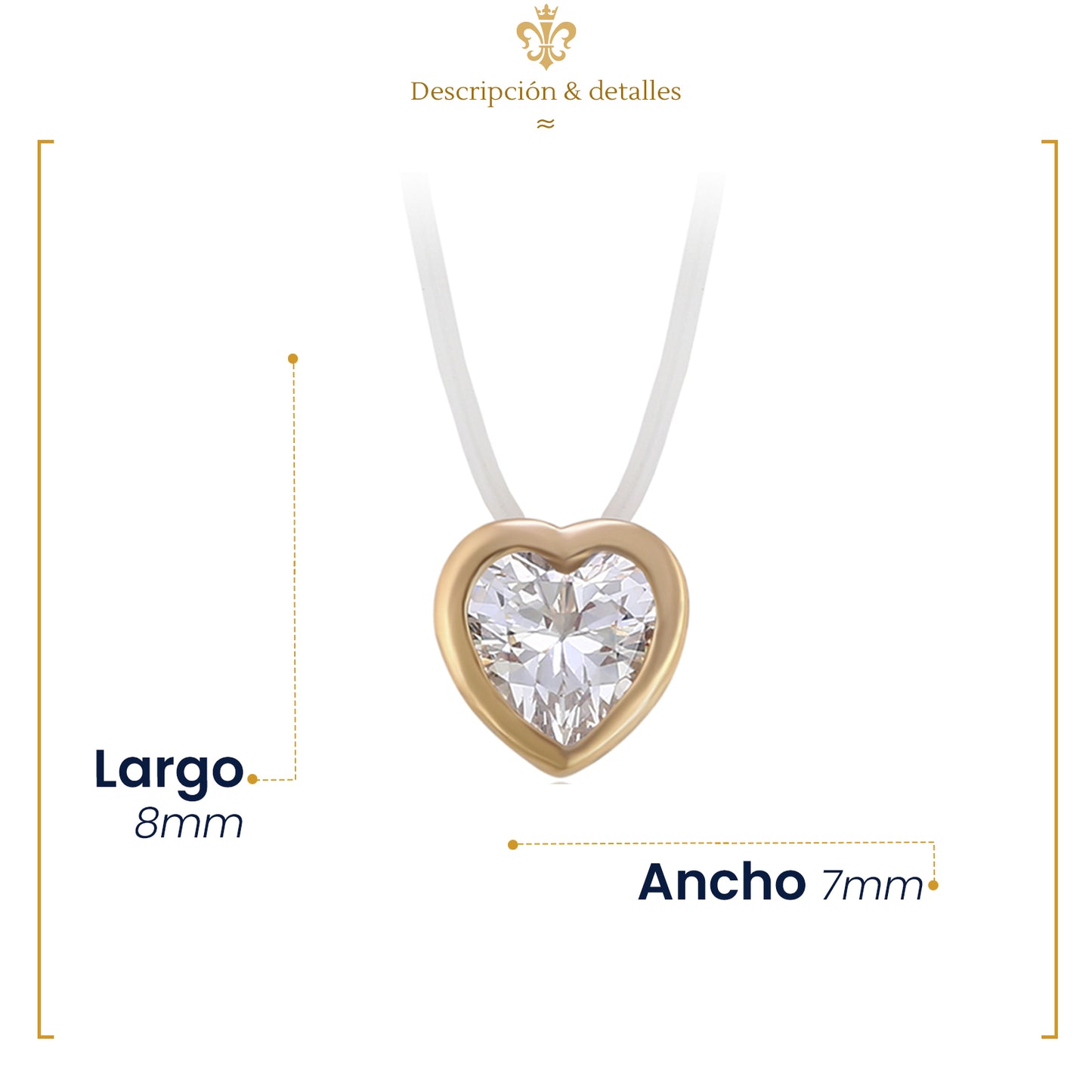 Collar Con Dije De Corazón Diamante Para Mujer En Oro Laminado De Moda