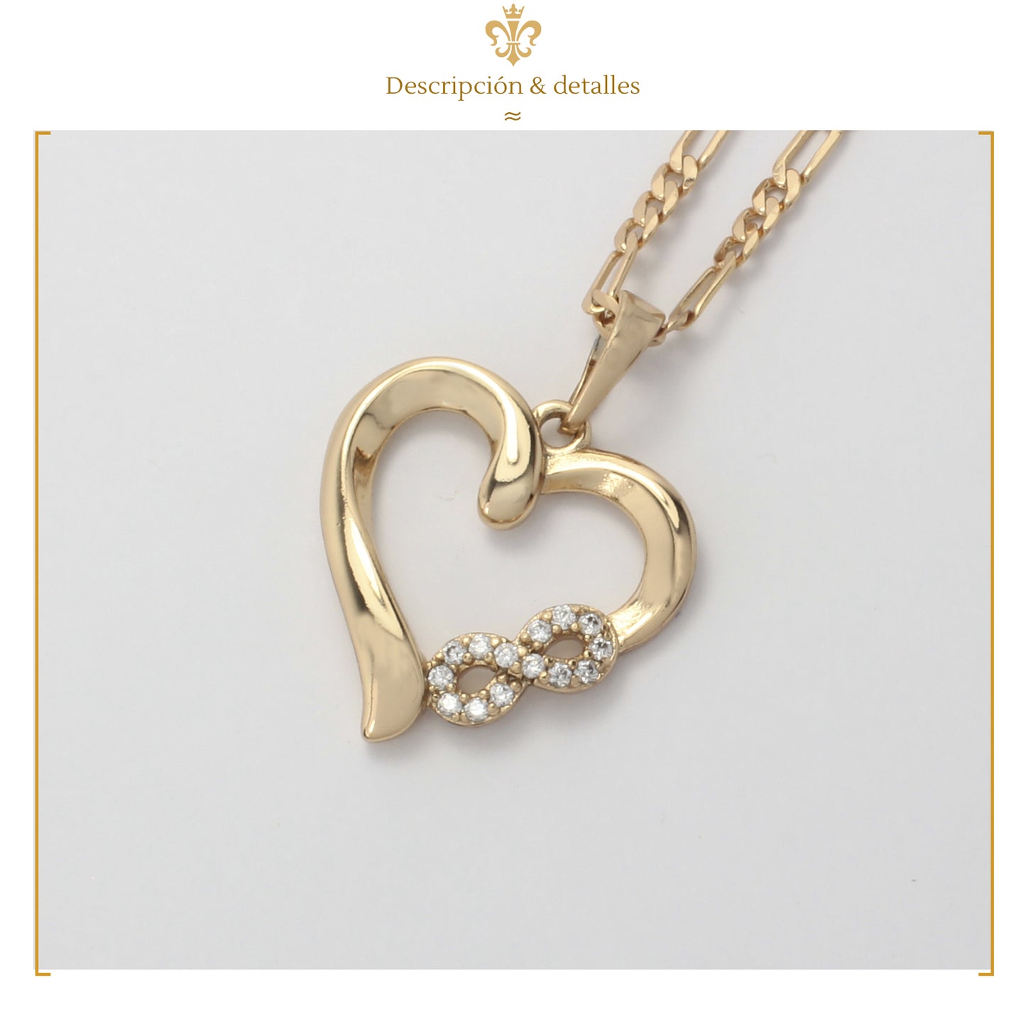 Collar Amor Dije Corazón Infinito Zirconias Oro Laminado