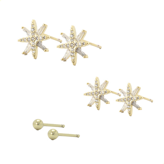 Aretes De Estrellas Broqueles Swarovski Oro Laminado 18k