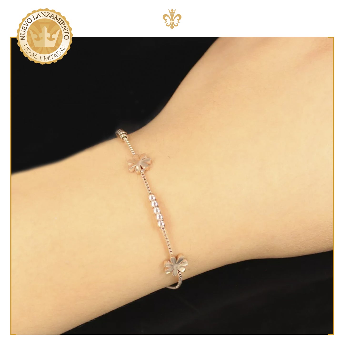 Pulsera De Flores Margaritas En Acero Inoxidable Para Mujer Con Finos Cristal