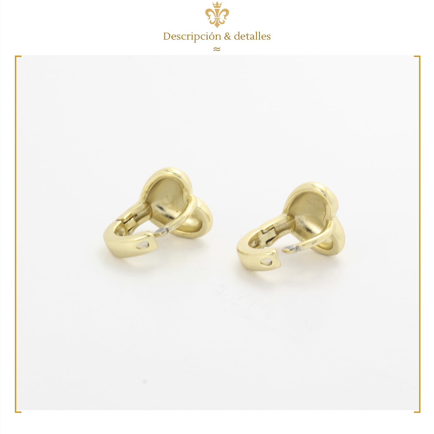 Aretes Huggies En Forma Corazón Satinados Oro Laminado 14k