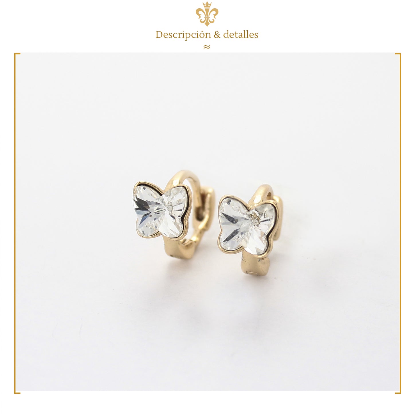 Aretes Arracaditas De Oro Laminado 18k De Mariposas Con Cristales