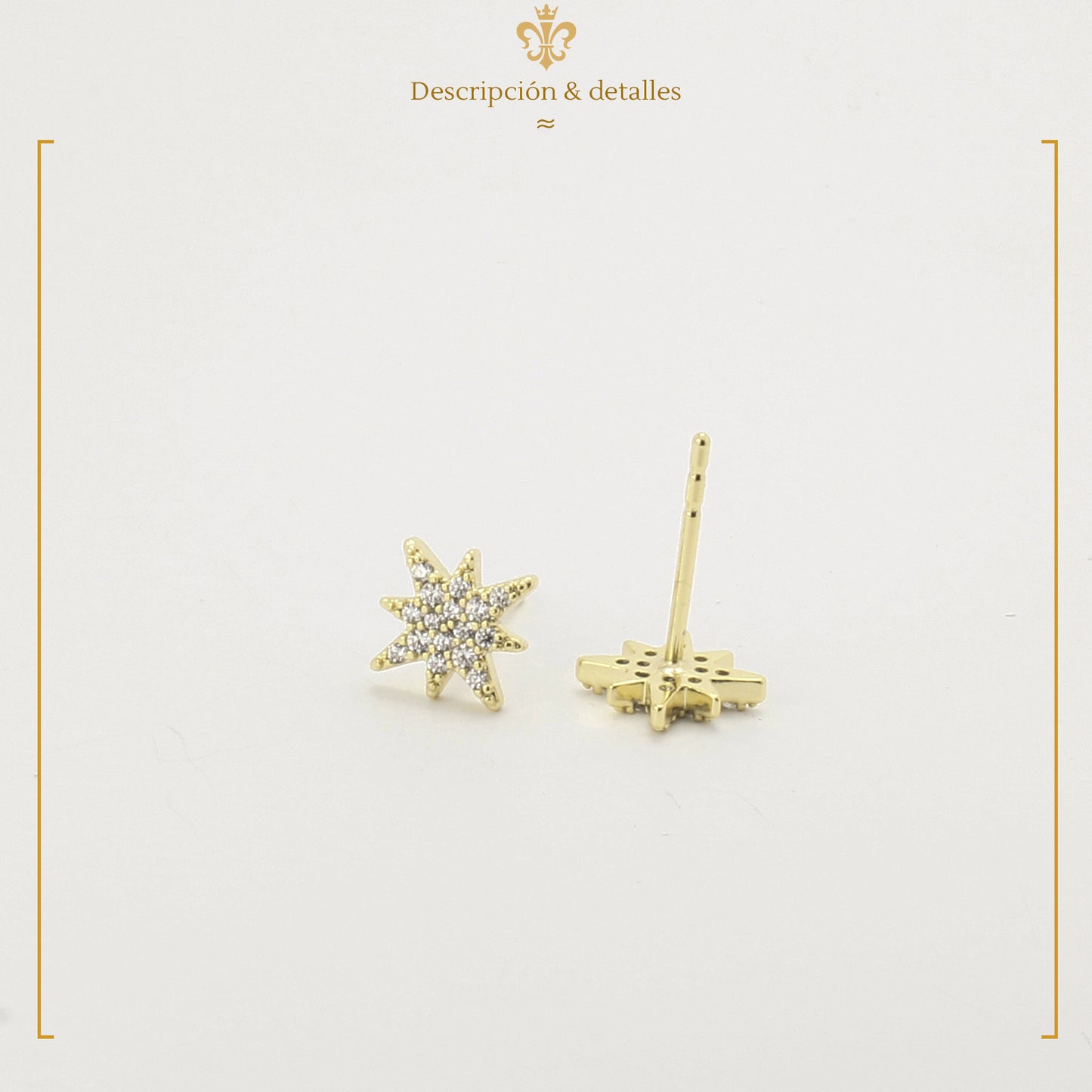 Aretes Estrellas Mujer Oro 14k Laminado Flor Cristal Swarovski Para Dama