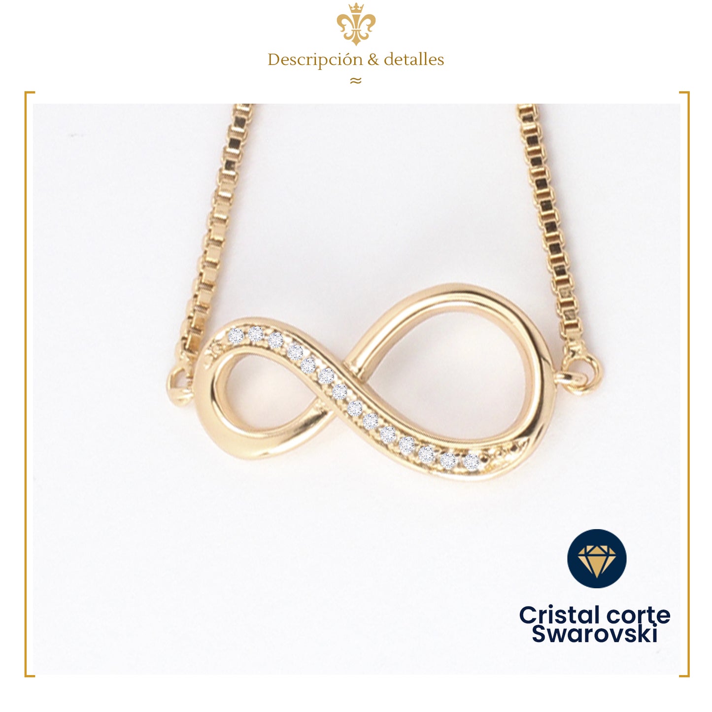 Esclava Pulsera De Mujer Infinito Diamantado Oro Laminado 18k