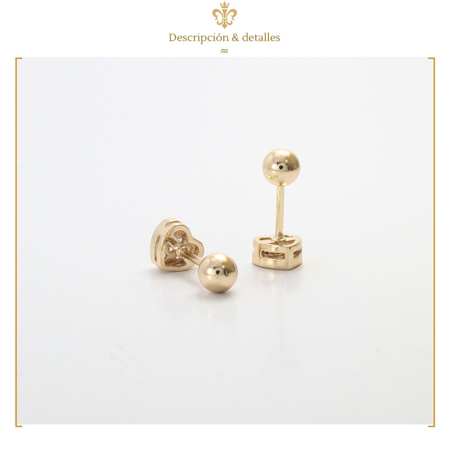 Aretes Pequeños Corazón Broqueles De Bolita Dama Y Niña 5mm