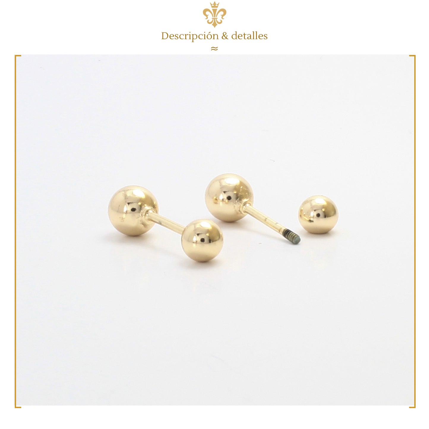 Aretes Dormilones De Bolita Para Niña Broqueles En Oro Laminado 18K