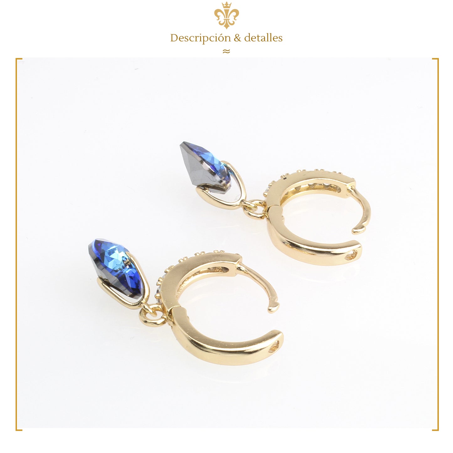 Aretes Arracaditas De Corazón Diamante Con Cristales Oro Laminado 18k