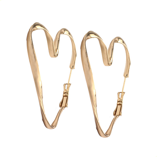 Aretes Arracadas De Corazon De Espiral Oro Laminado 18k