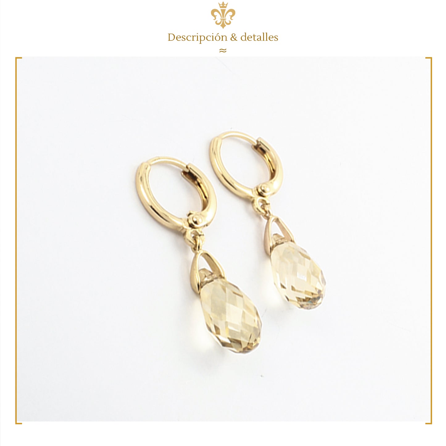 Elegantes Aretes De Cristal Swarovski Largos Con Diseño Gota