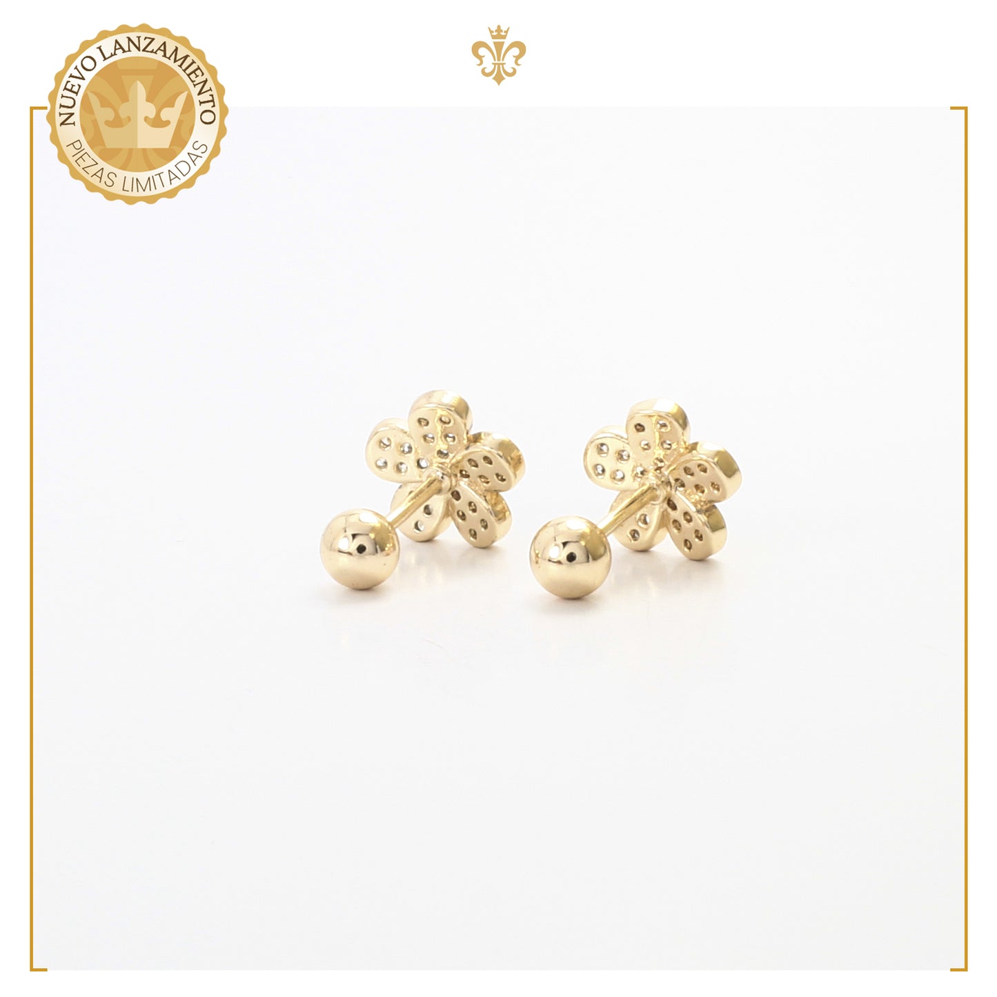 Aretes De Oro Laminado 18k De Flores Cristales Swarovski