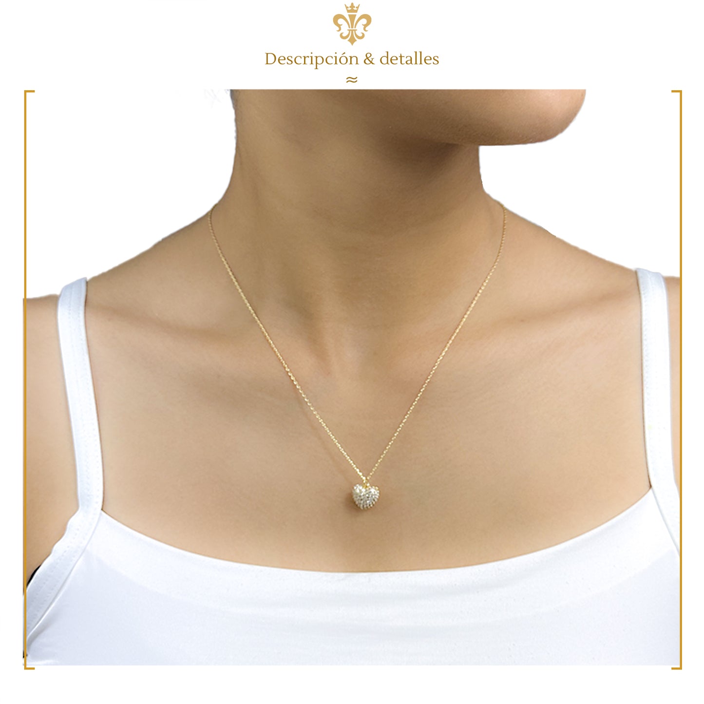 Collar Con Dije De Corazón Pequeño Para Mujer De Finos Cristales