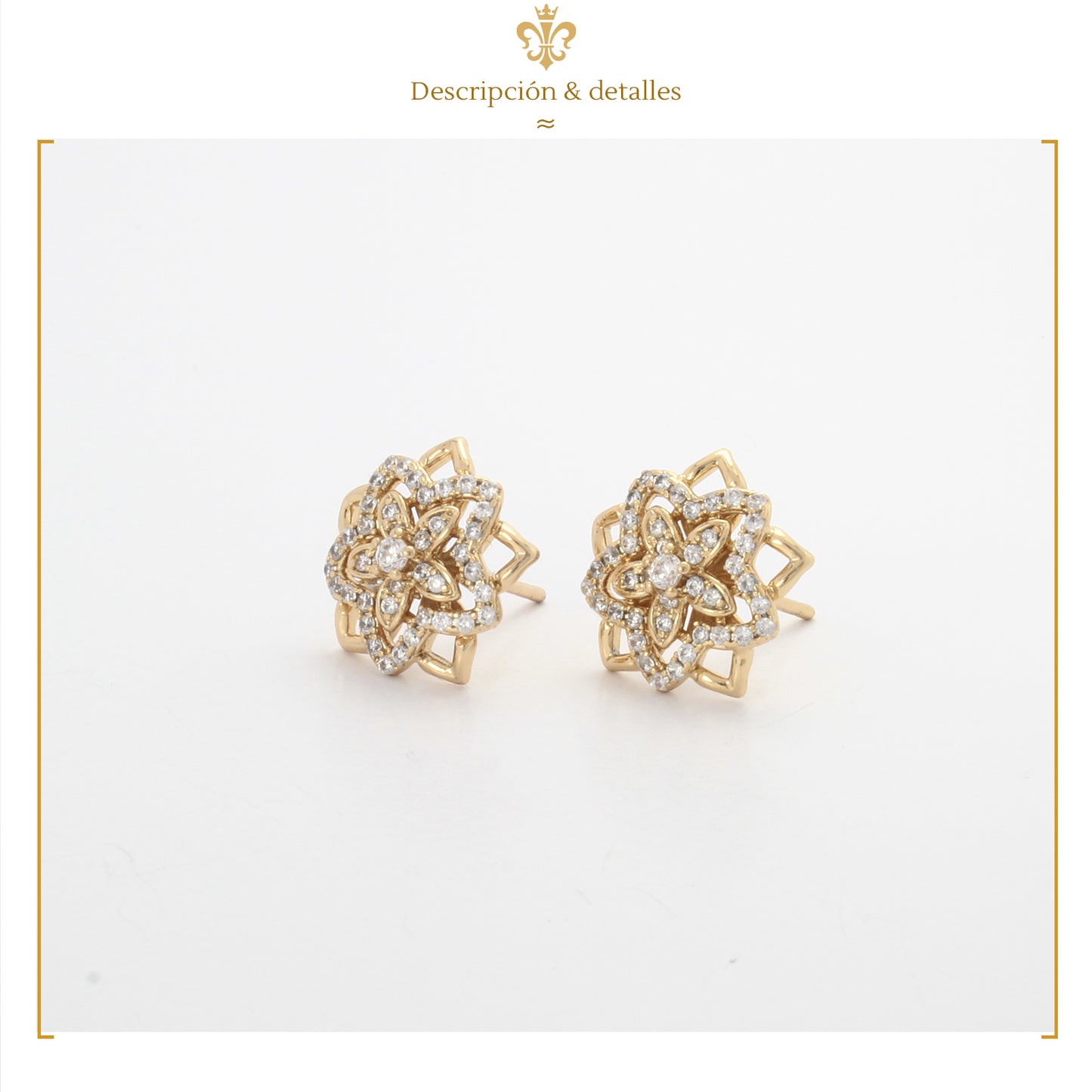 Aretes Broqueles De Oro Laminado 18K De Estrellas Y Swarovski