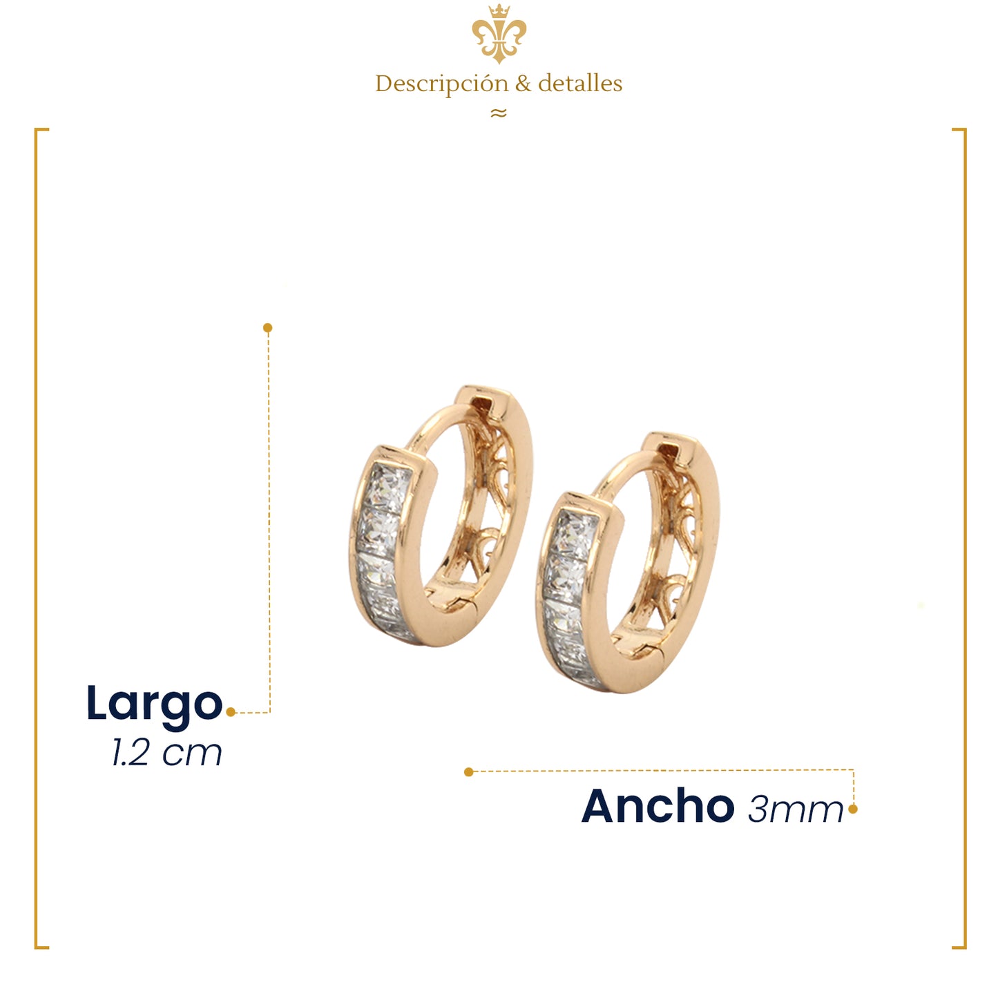 Arete Huggies Medianos Ligeros Para Niña Y Mujer En Oro Laminado 18k