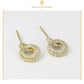 Aretes Broqueles Oro 14k Laminado Mujer Cristal Colgantes