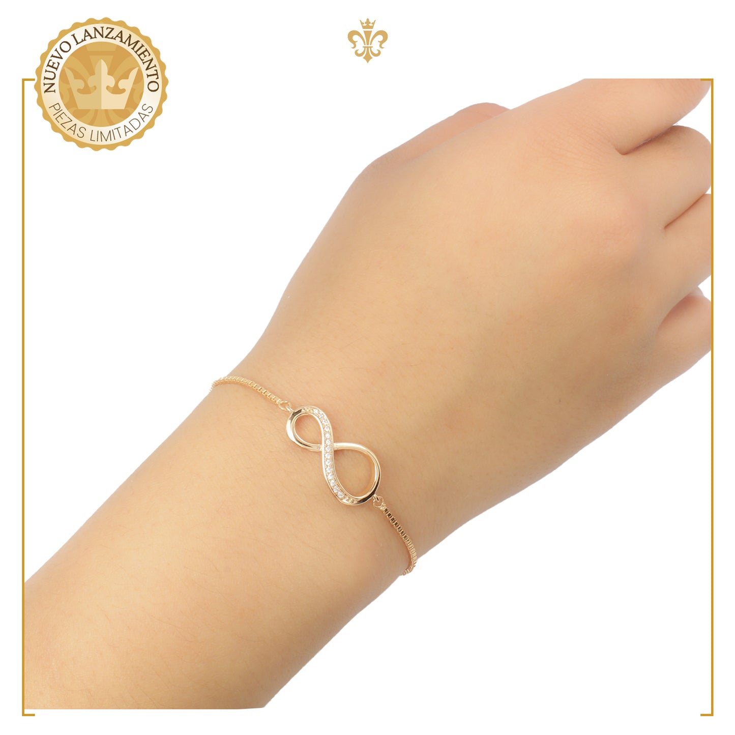 Esclava Pulsera De Mujer Infinito Diamantado Oro Laminado 18k