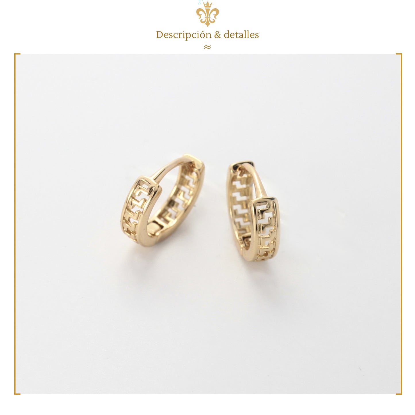 Aretes Acabados Con Grecas De Oro Laminado 18k Niña Mujer