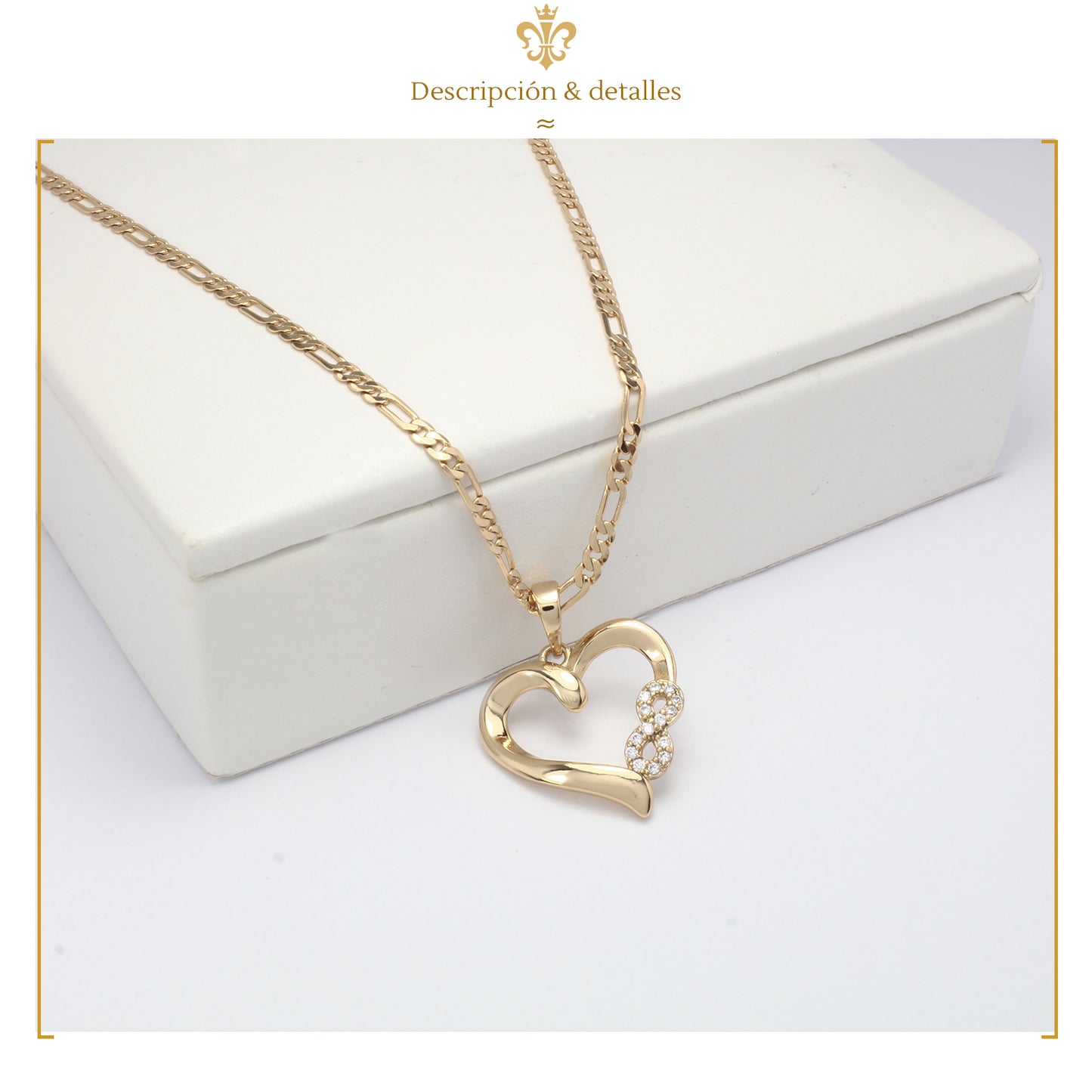 Collar Amor Dije Corazón Infinito Zirconias Oro Laminado