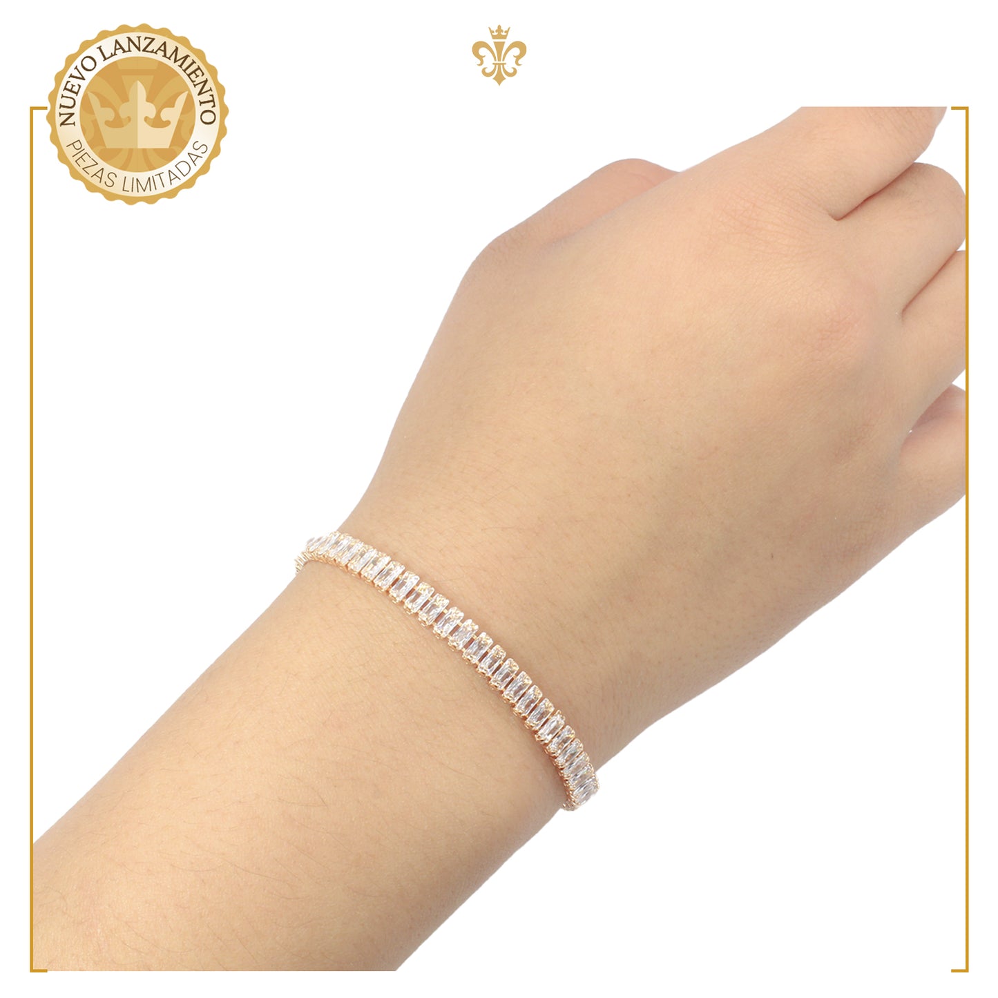 Fina Pulsera Esclava De Mujer Con Swarovski En Oro Laminado 18k