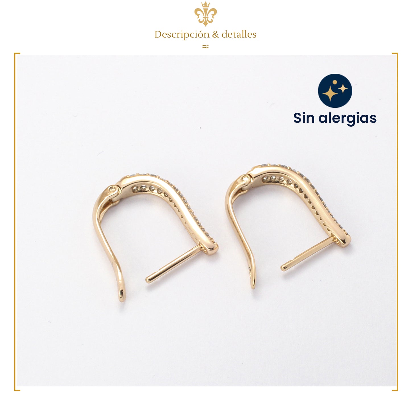 Elegantes Aretes Mujer De Oro Lamin 18k Huggies Diamantados