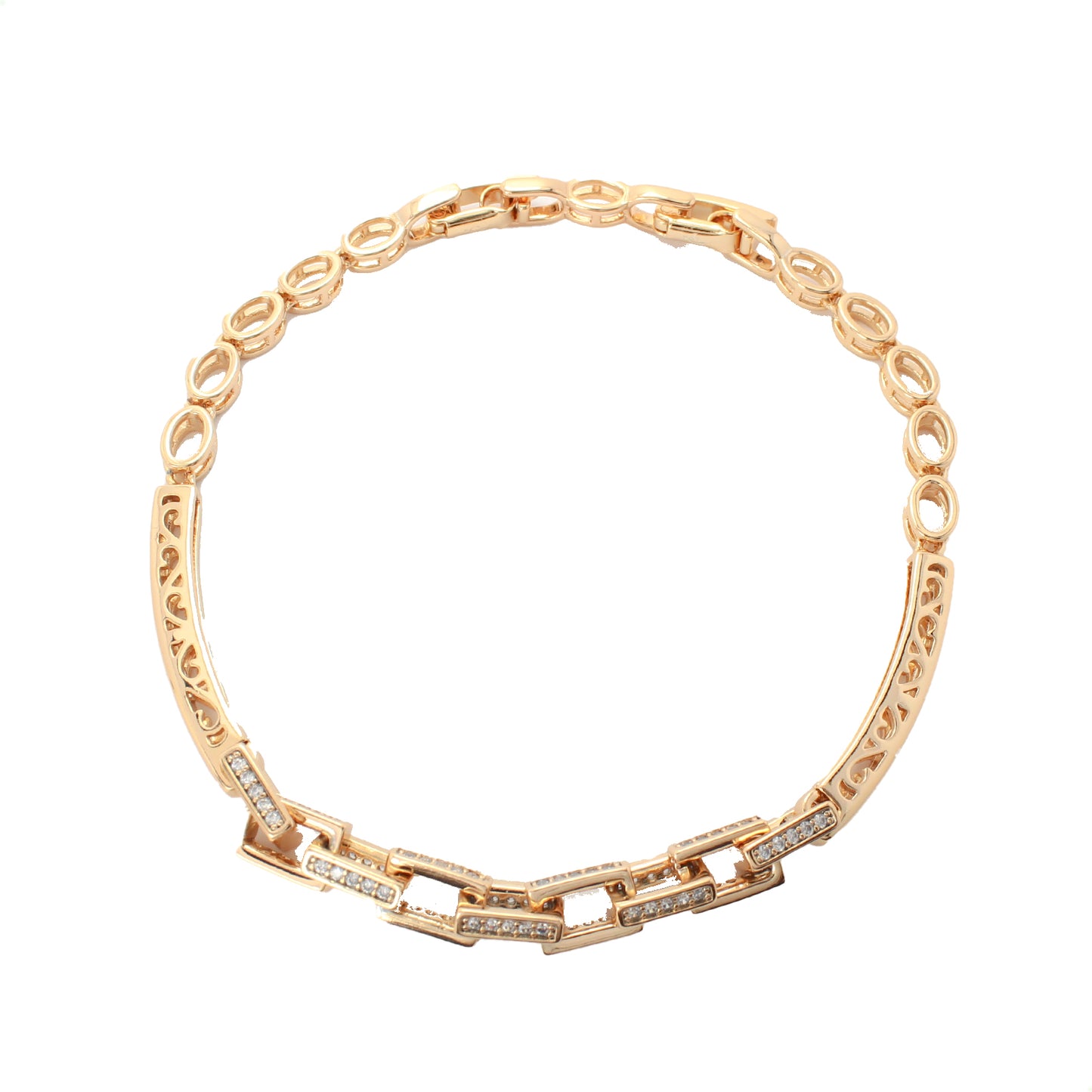 Brazalete Pulsera Mujer Cuadrada Cristal Oro Laminado