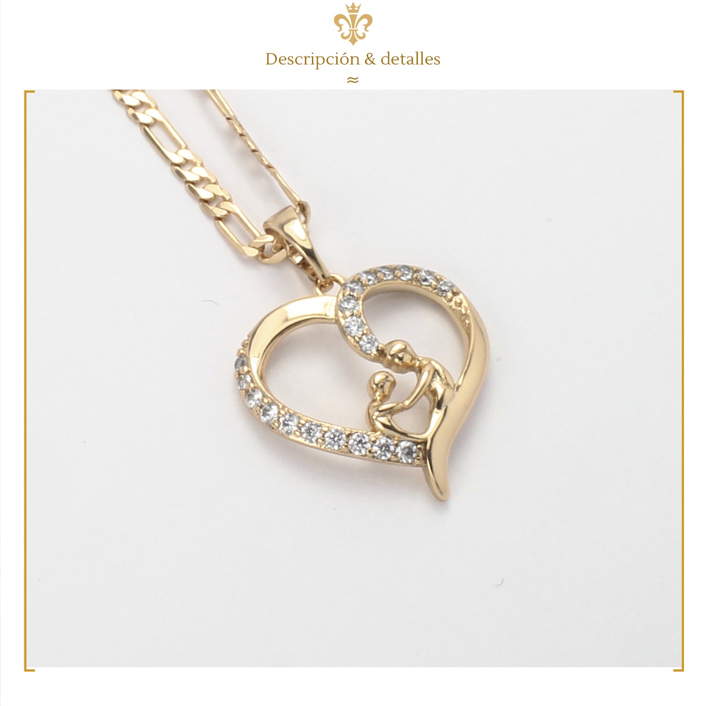 Collar Corazón Abrazo Hijo Amor Familia Dorado Oro Laminado