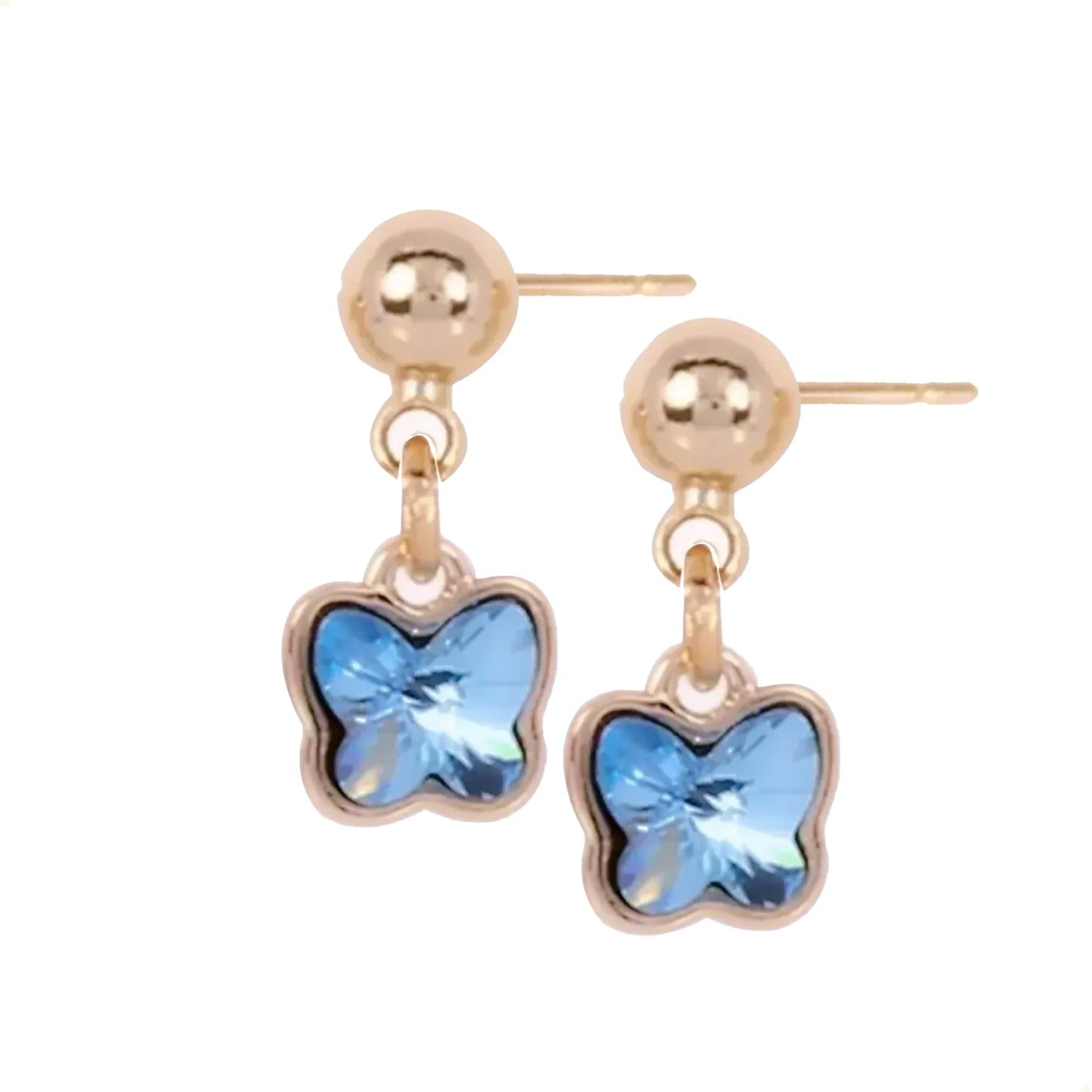 Elegantes Aretes Mariposas De Oro Lamin De 18k Con Swarovski