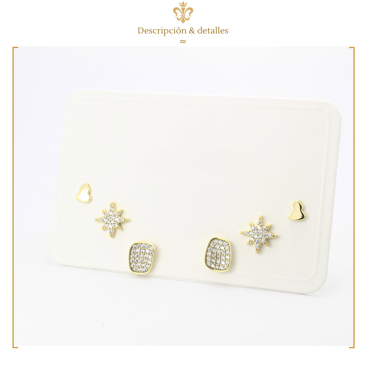 Aretes Estrellas Mujer Oro 14k Laminado Flor Cristal Swarovski Para Dama