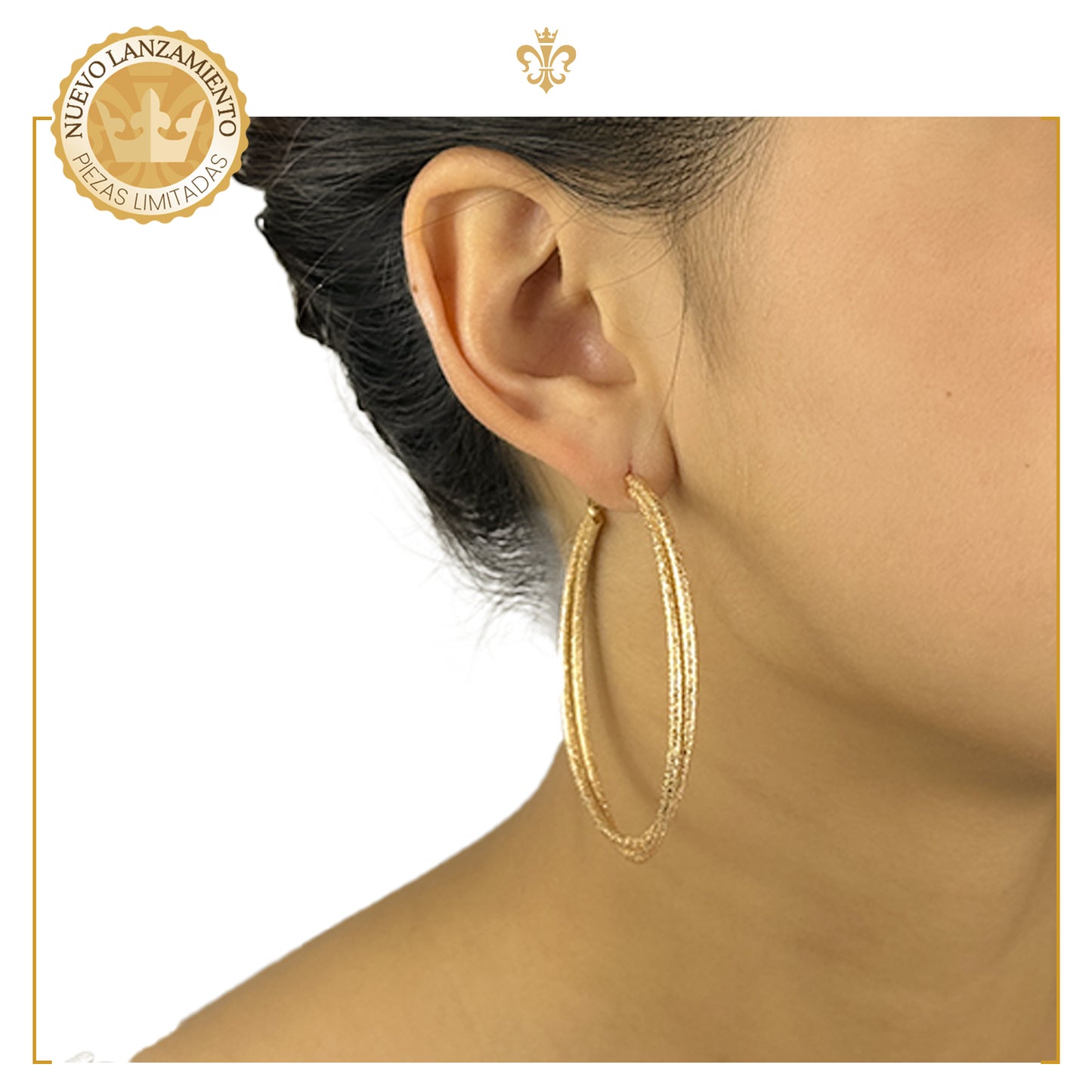 Arete Arracada Grandes Para Mujer Estilo Tubular Diamantada En Oro Laminado 18k