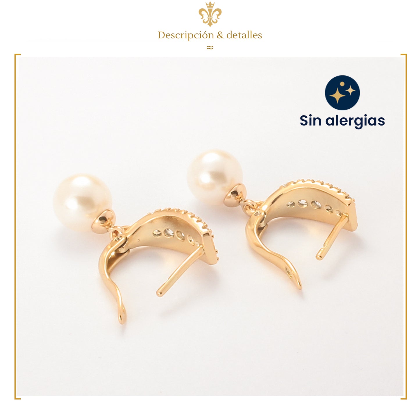 Arracadas Aretes De Oro Laminado Con Perlas 18k Colgantes