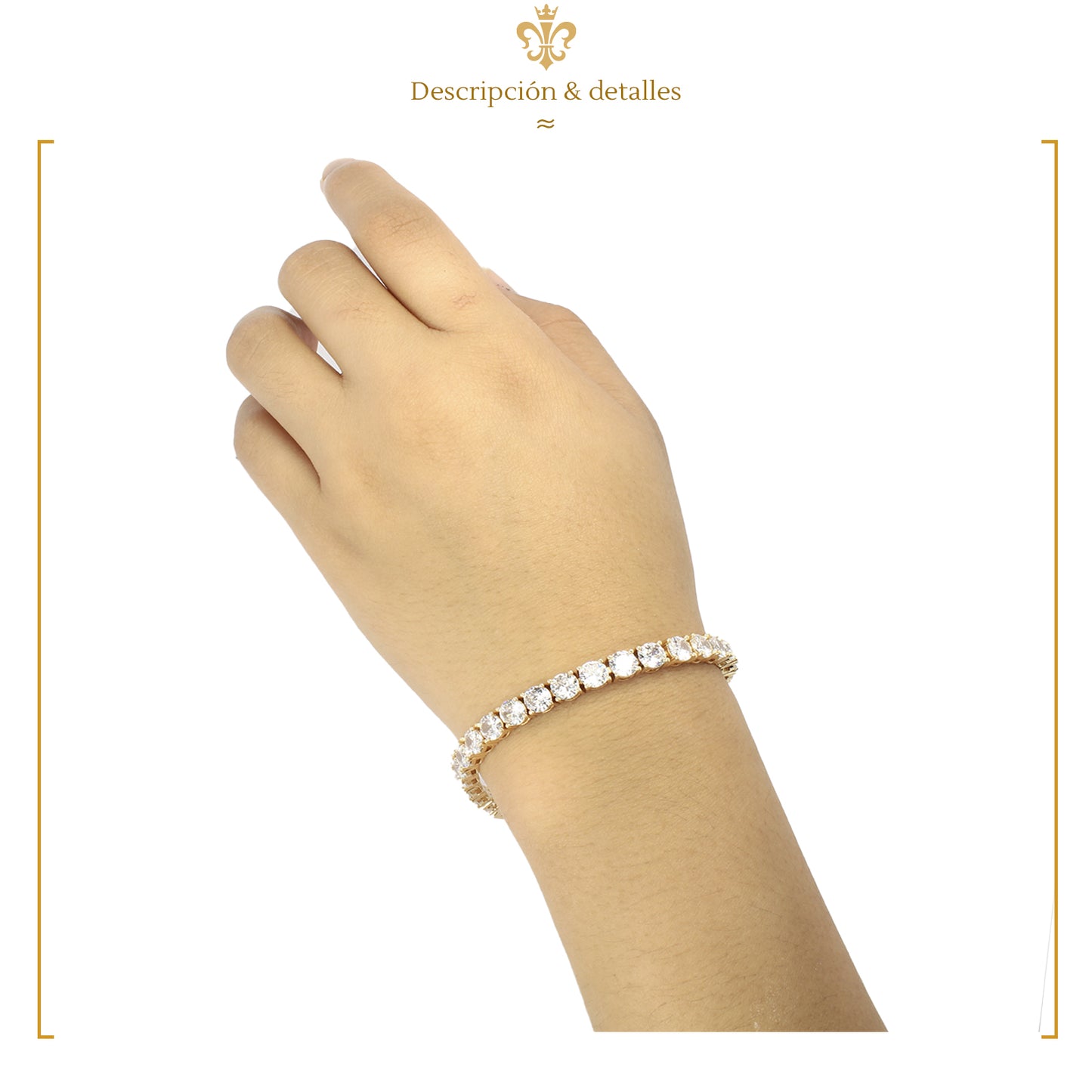 Pulsera Elegante De Diamantes En Colores Para Mujer En Oro Laminado