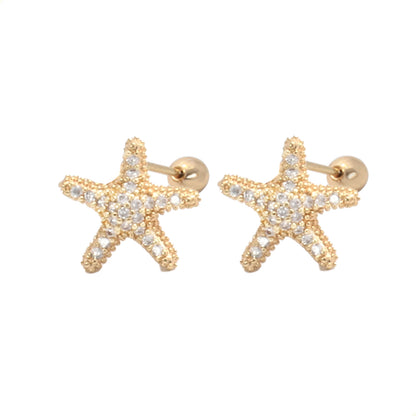 Aretes Broqueles De Bolita Estrellas De Mar Mujer Swarovski