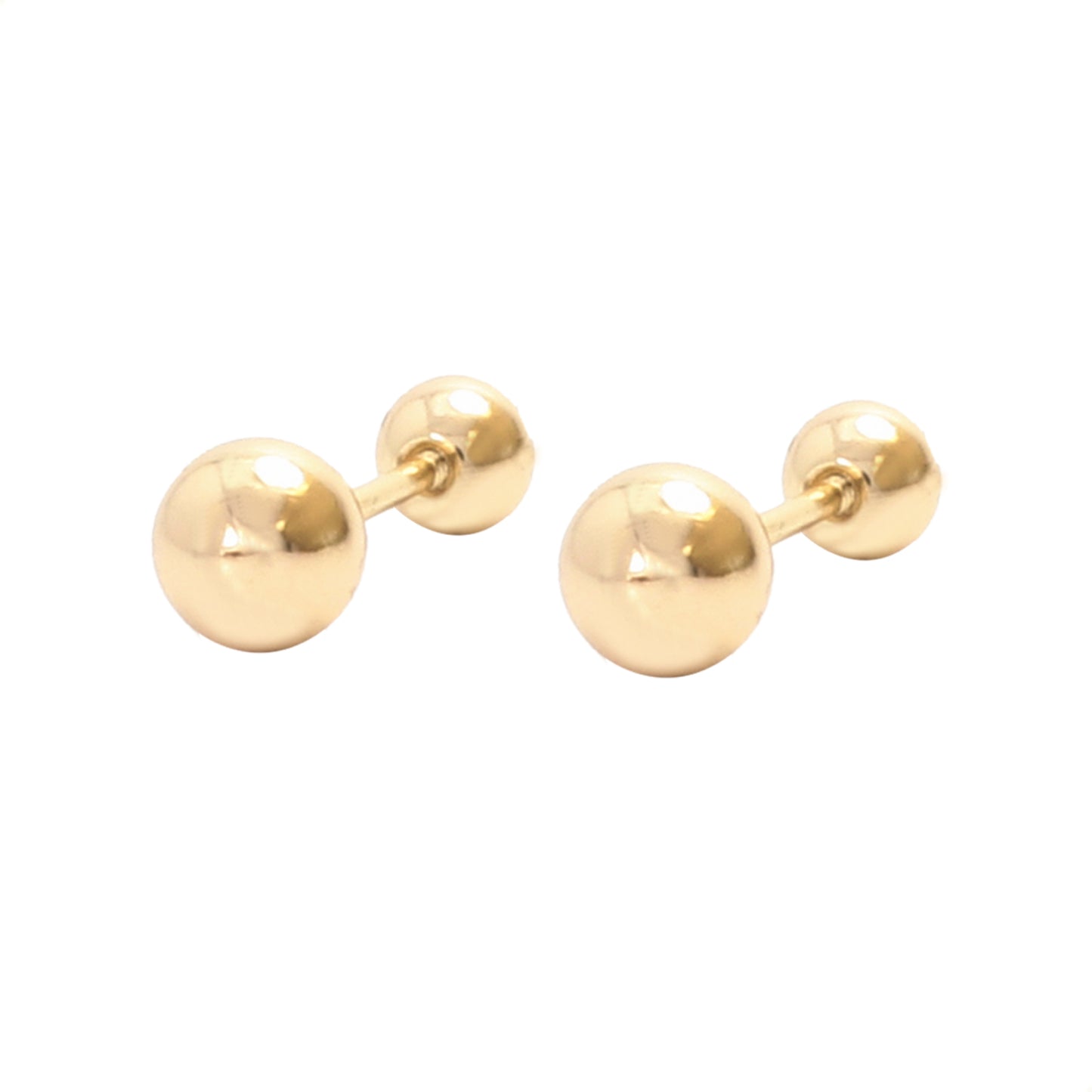 Aretes Dormilones De Bolita Para Niña Broqueles En Oro Laminado 18K