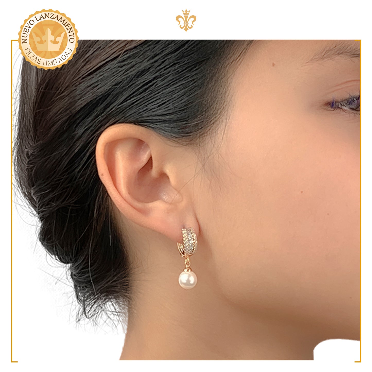 Arracadas Aretes De Oro Laminado Con Perlas 18k Colgantes