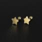 Aretes Broquel Estrella Pequeña Niña Espejo Oro Laminado 14k