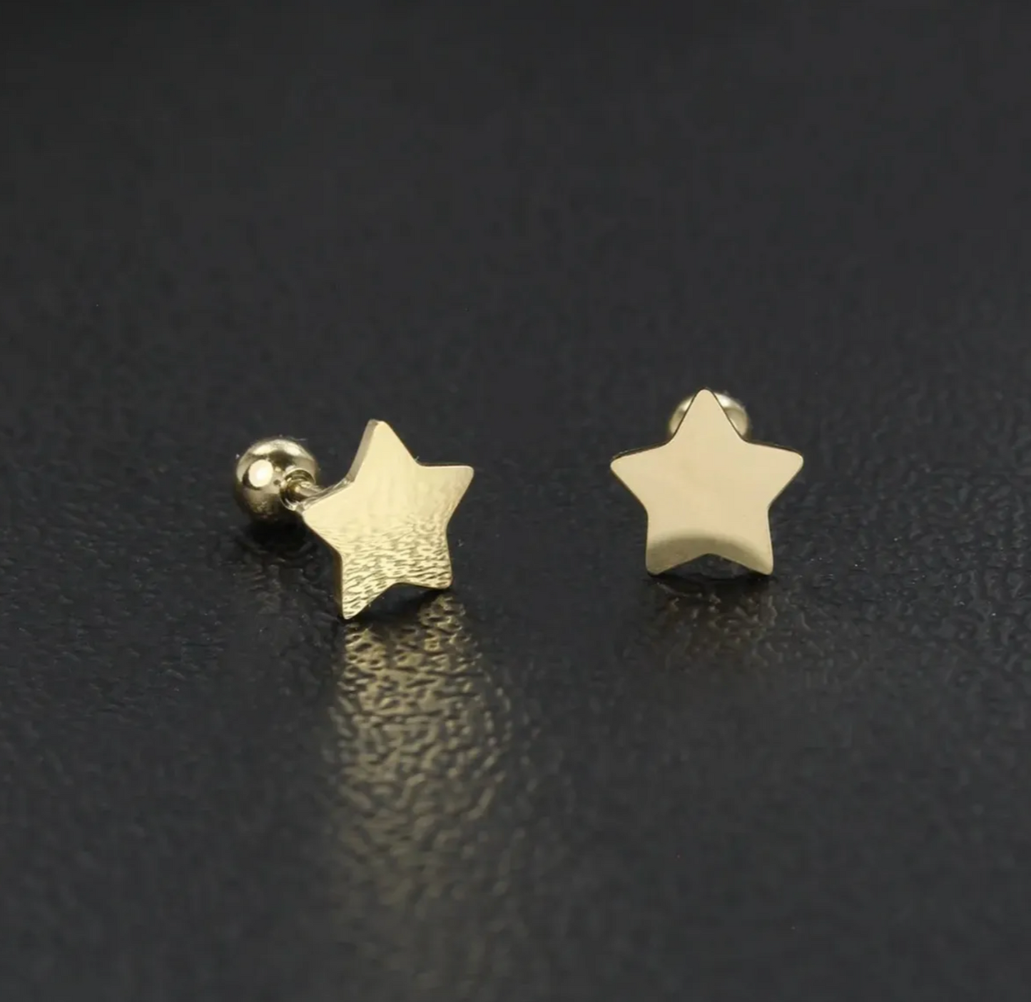 Aretes Broquel Estrella Pequeña Niña Espejo Oro Laminado 14k