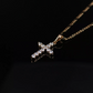 Collar dije de cruz con cristales pequeña  para mujer en oro laminado 18k