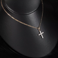 Collar dije de cruz con cristales pequeña  para mujer en oro laminado 18k