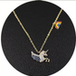 Collar con Dije De Unicornio Con Cristales Y Arcoiris unisex Oro Laminado 14k