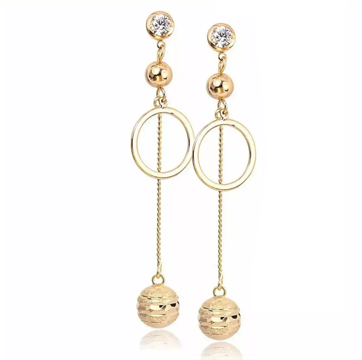 Arracadas Aretes Perlas Colgantes De Oro Laminado 18k