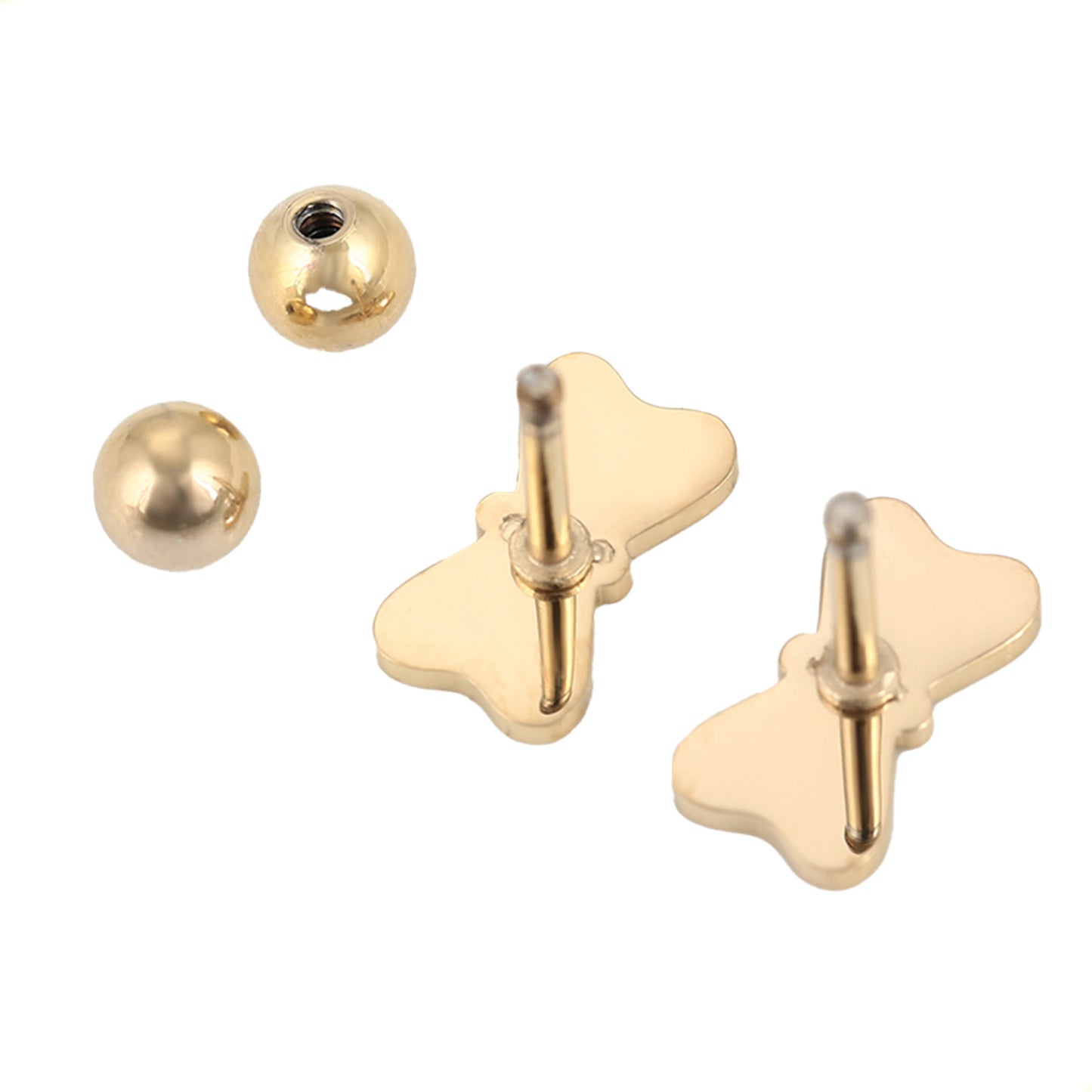 Aretes Broqueles Moños Para Niñas Liso Amarillo Oro Lam 14k