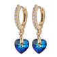 Aretes Arracaditas De Corazón Diamante Con Cristales Oro Laminado 18k